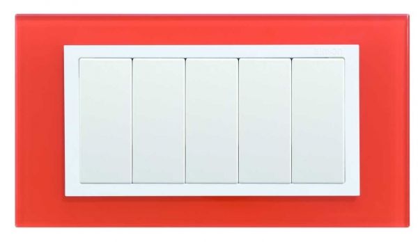 Рамка с суппортом на 8 узких модулей, S82C, оранжевый - белый (стекло) Simon