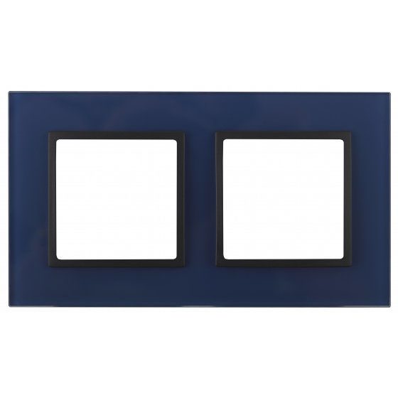 Рамка на 2 поста, стекло, Эра Elegance, синий+антр, 14-5102-29 ЭРА