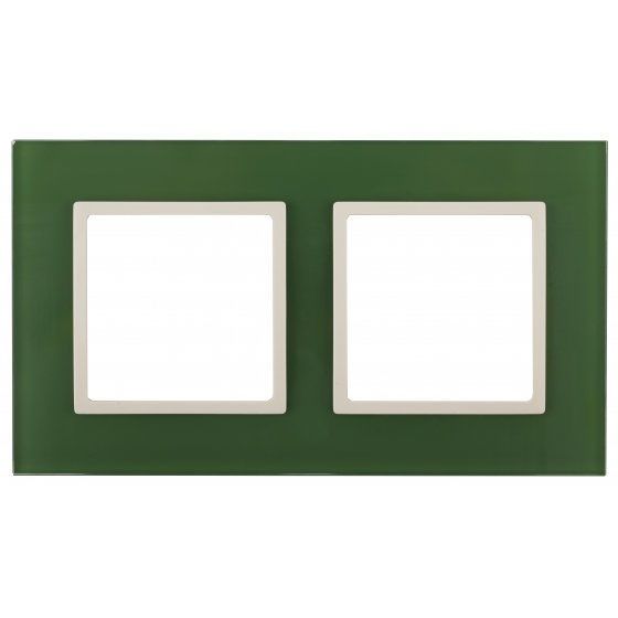 Рамка на 2 поста, стекло, Эра Elegance, зелёный+сл.кость, 14-5102-27 ЭРА