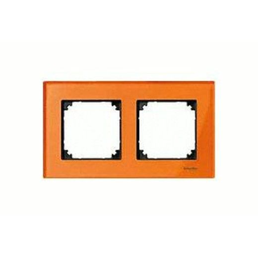 Рамка 2 поста стеклянная оранжевый кальцит Schneider Electric