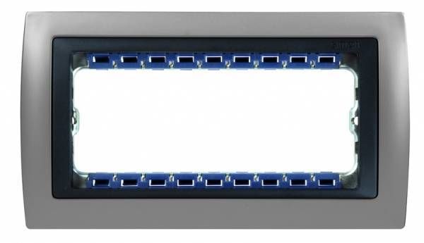 Рамка с суппортом на 8 узких модулей, S82C, алюминий - графит Simon