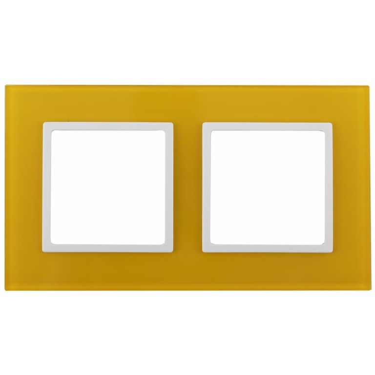 Рамка на 2 поста, стекло, Эра Elegance, жёлтый+бел, 14-5102-21 ЭРА