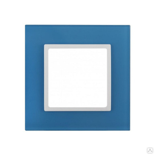 Рамка на 1 пост, стекло, Эра Elegance, голубой+бел, 14-5101-28 ЭРА 