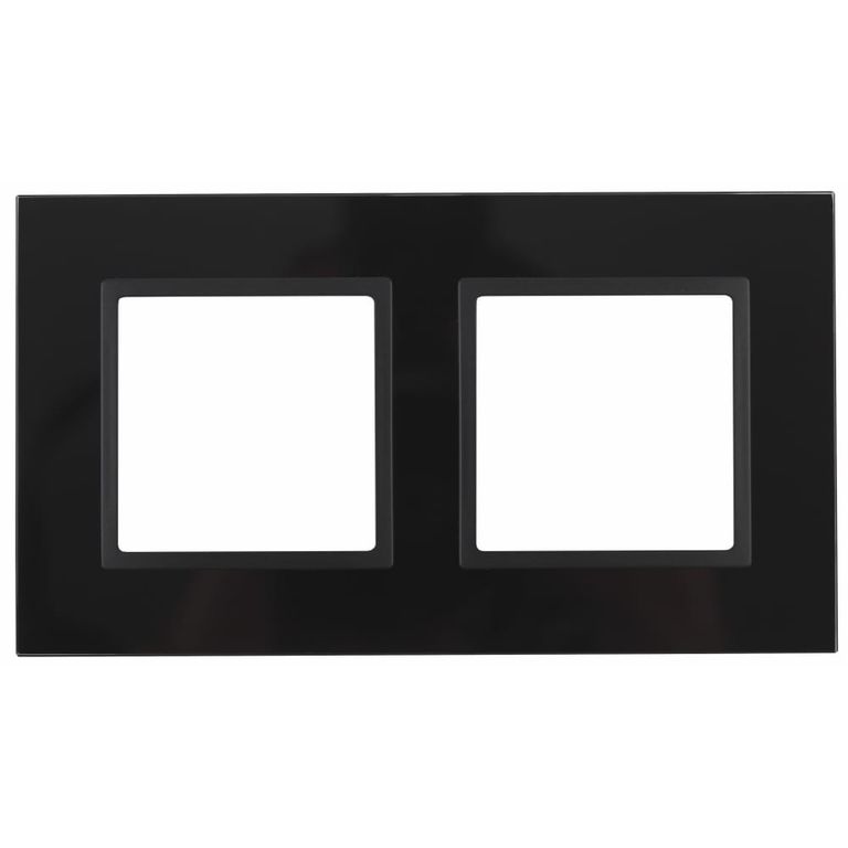 Рамка на 2 поста, стекло, Эра Elegance, чёрный+антр, 14-5102-05 ЭРА