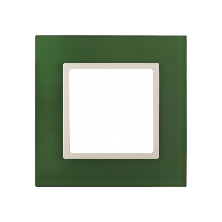 Рамка на 1 пост, стекло, Эра Elegance, зелёный+сл.кость, 14-5101-27 6668312