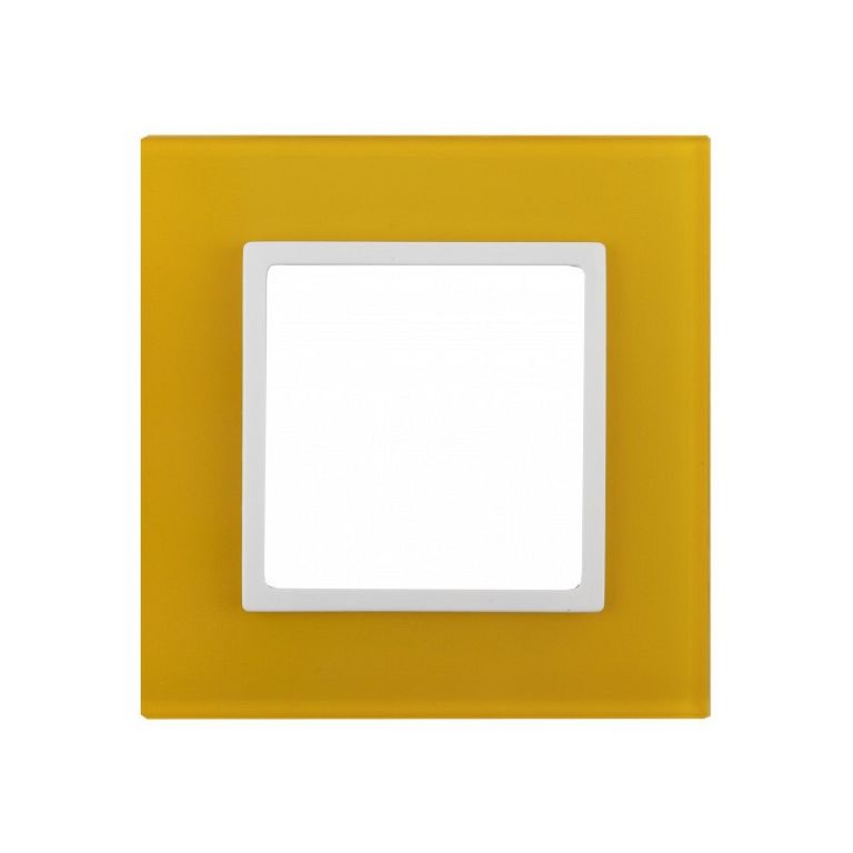 Рамка на 1 пост, стекло, Эра Elegance, жёлтый+бел, 14-5101-21 7621353