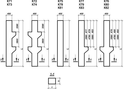 Колонны для многоэтажных производственных зданий К72-1-3