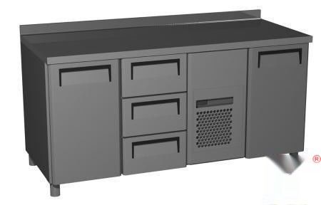 Стол холодильный T70 M3-1 9006-2 серый, дверь, 3 ящика, дверь (3Gn/Nt полюс) борт