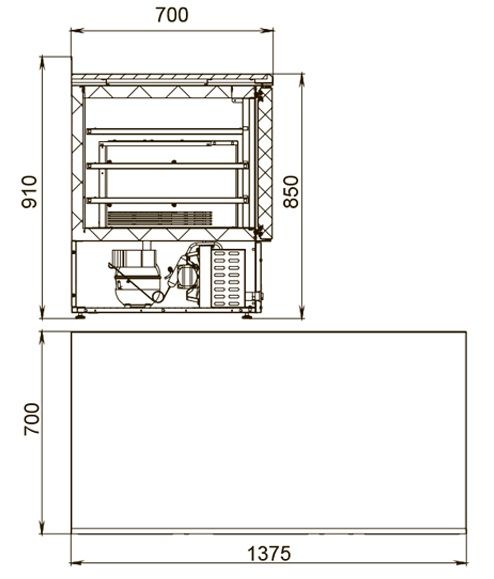 Стол холодильный c 3 дверьми и столешницей из нержавеющей стали 70*137,5*91 см Polair TMi 3 GN-G