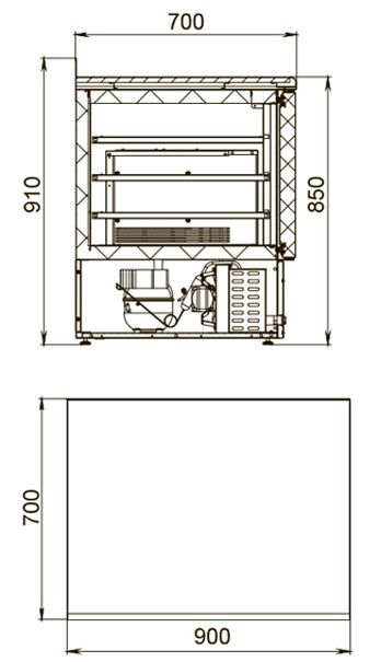 Стол холодильный c 2 дверьми и столешницей из нержавеющей стали 70*90*91 см Polair TMi 2 GN-G