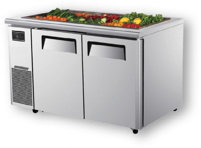 Стол холодильный с 2 дверьми, встроенным салат-баром и корпусом из нержавеющей стали AISI304 Koreco