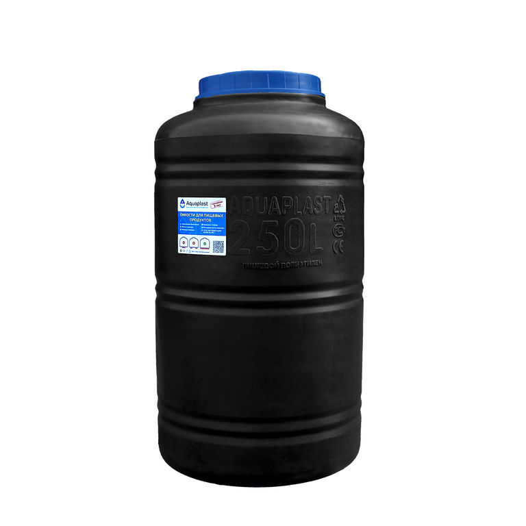 Емкость для воды пластиковая овально-вертикальная 250 л черная Aquaplast