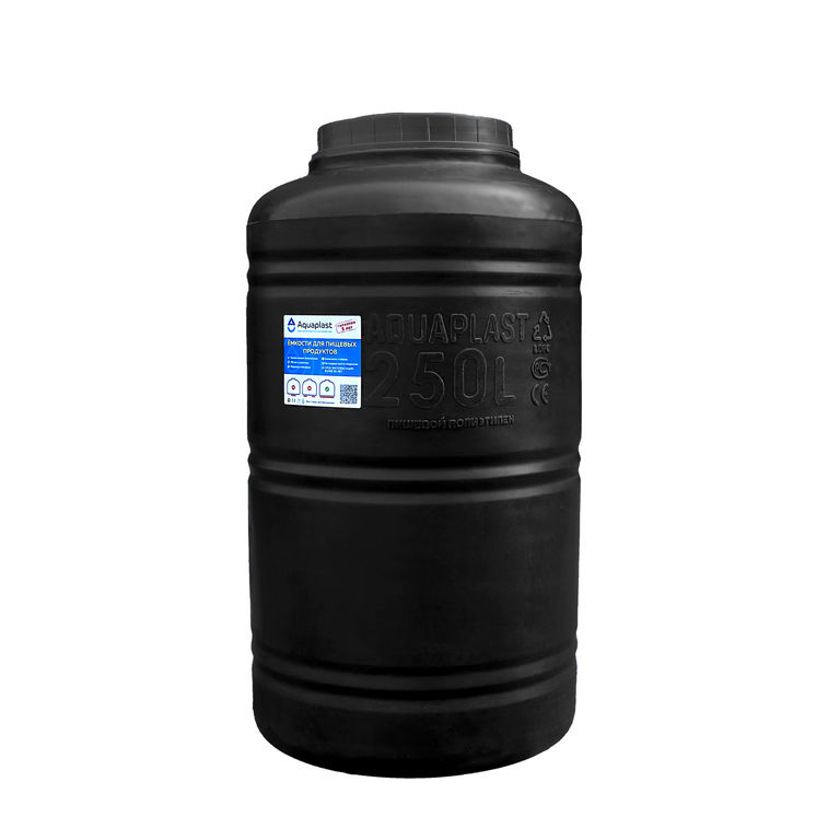 Емкость для воды пластиковая овально-вертикальная 250 л черная Aquaplast 2