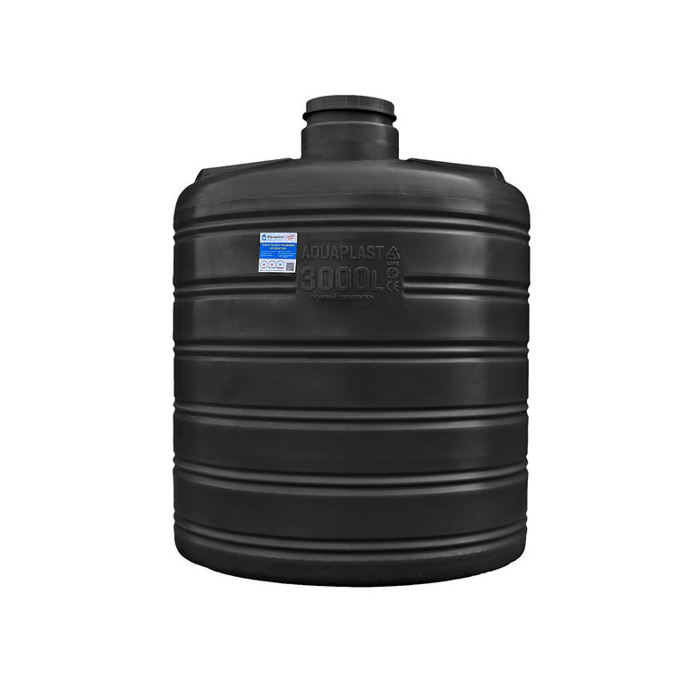 Емкость для воды пластиковая овально-вертикальная 3000 л черная Aquaplast