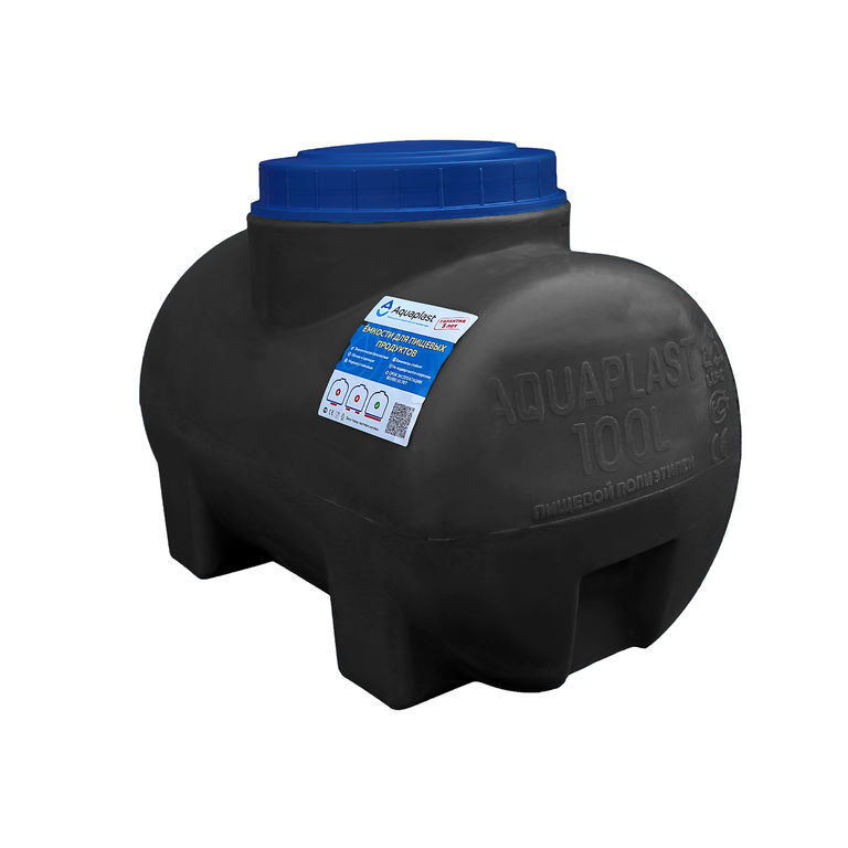 Емкость для воды пластиковая овально-горизонтальная 100 л черная Aquaplast 1