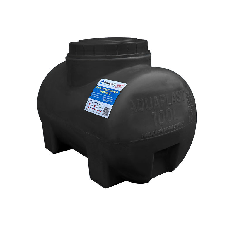 Емкость для воды пластиковая овально-горизонтальная 100 л черная Aquaplast 3