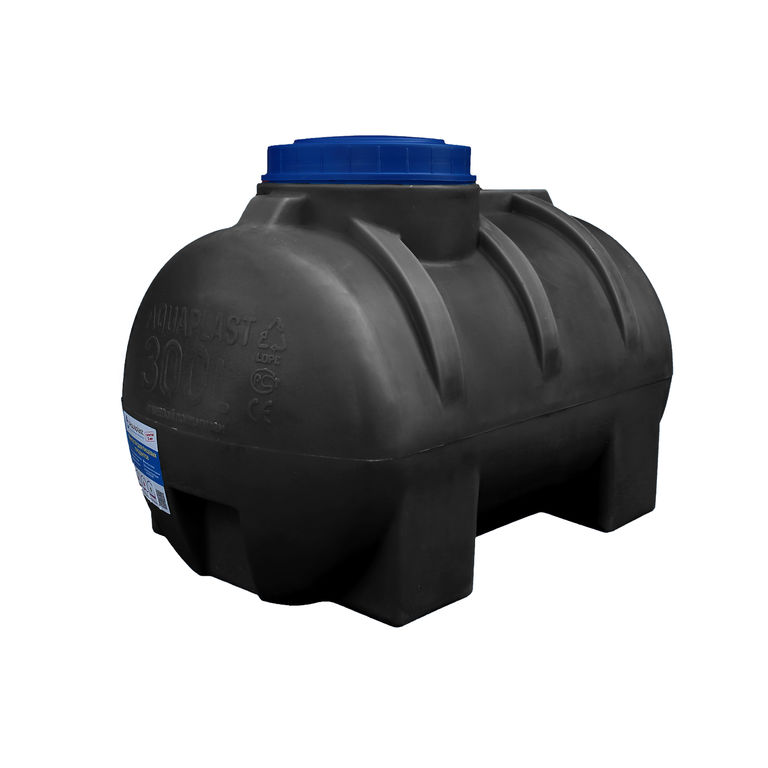 Емкость для воды пластиковая овально-горизонтальная 300 л черная Aquaplast