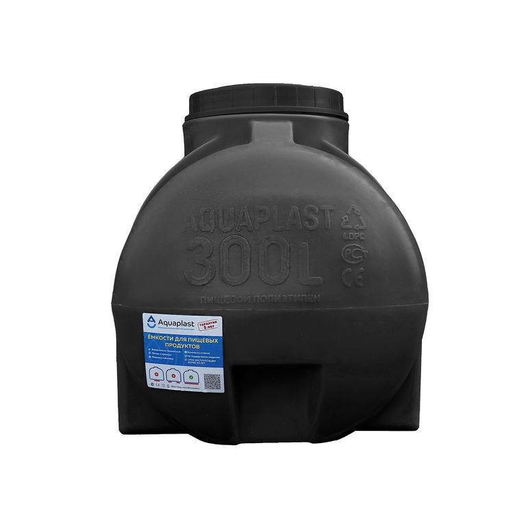 Емкость для воды пластиковая овально-горизонтальная 300 л черная Aquaplast 4