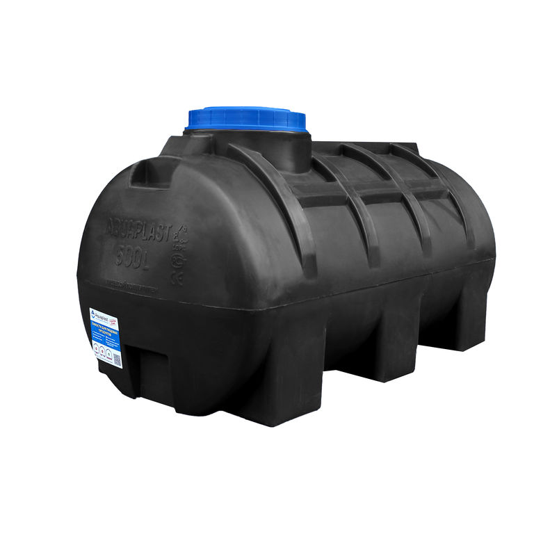 Емкость для дизельного топлива пластиковая овально-горизонтальная 500 л черная Aquaplast