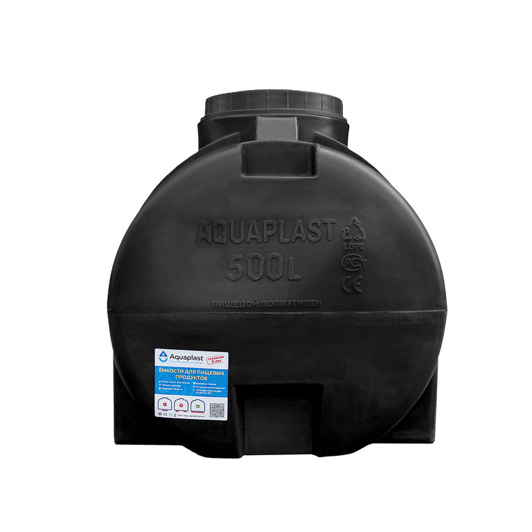 Емкость для воды пластиковая овально-горизонтальная 500 л черная Aquaplast 4