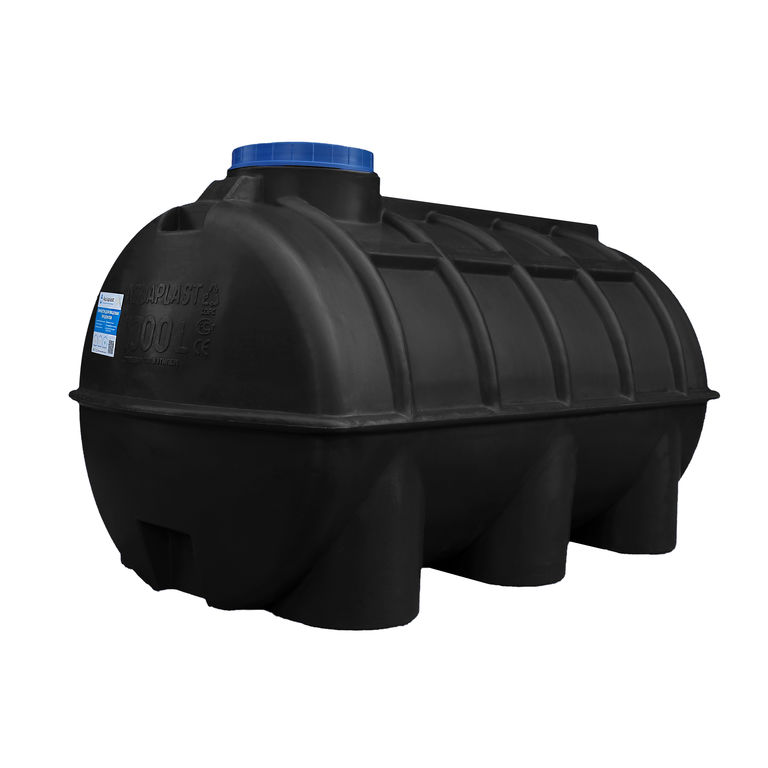 Бак для воды пластиковый овально-горизонтальный 1000 л черный Aquaplast