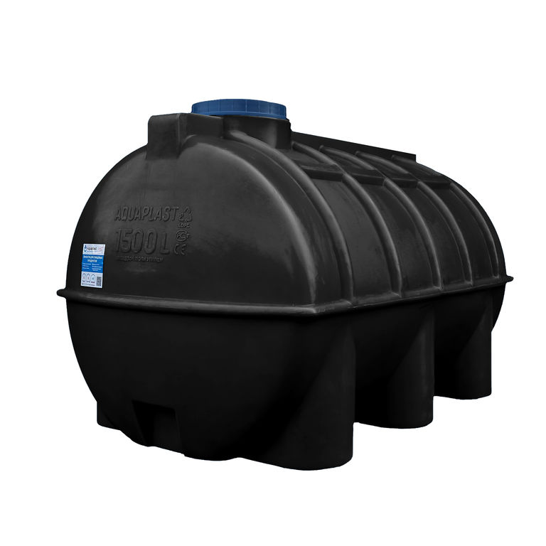 Емкость для дизельного топлива пластиковая овально-горизонтальная 1500 л черная Aquaplast