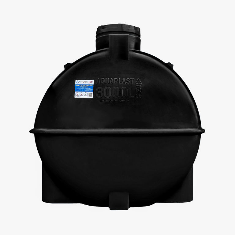 Емкость для воды пластиковая овально-горизонтальная 3000 л черная Aquaplast 2