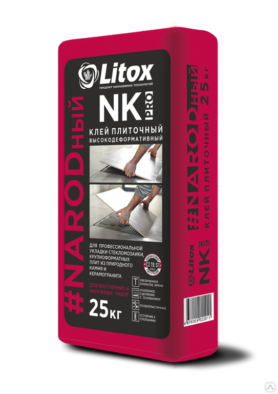 Плиточный клей Литокс NK PRO высокодеформативный, 25 кг