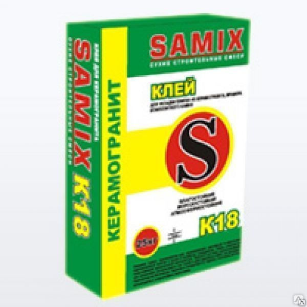 Плиточный клей для керамогранита SAMIX К18 (Самикс К-18), 25 кг
