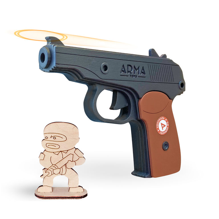 Пистолет-резинкострел макет деревянный стреляющий ПМ