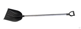Лопата снеговая пластиковая 410х460 "Купец" с ал.планкой и черенком; ручка #1
