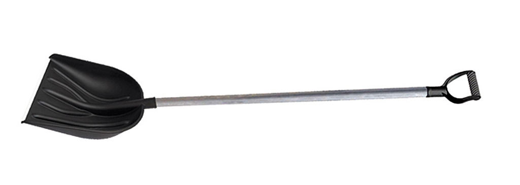 Лопата снеговая пластиковая 410х460 "Купец" с ал.планкой и черенком; ручка