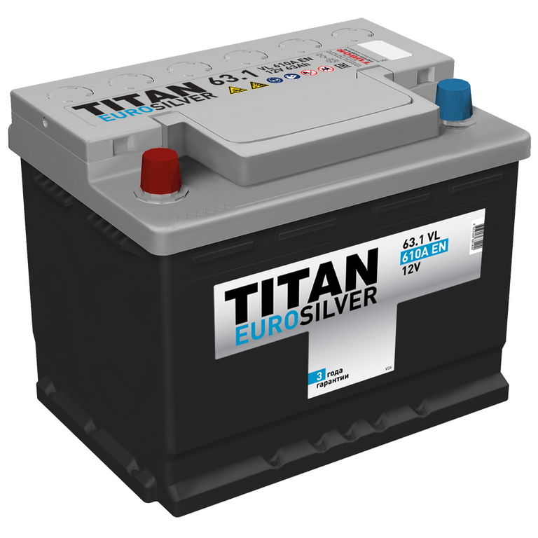 Аккумуляторная батарея TITAN Eurosilver 6СТ-63.1 VL