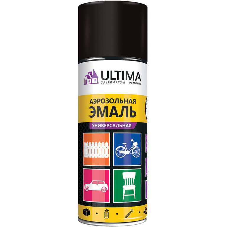 Ultima, черный глянцевый RAL 9005 краска аэрозольная универсальная 520 мл