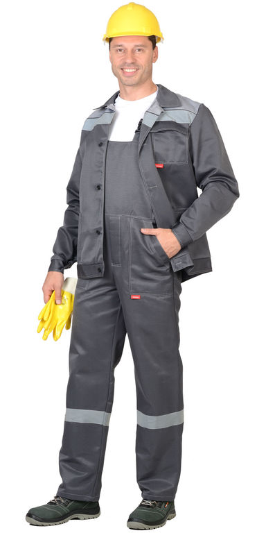 Костюм СИТИ куртка, полукомбинезон темно-серый со светло-серым СОП 50 мм