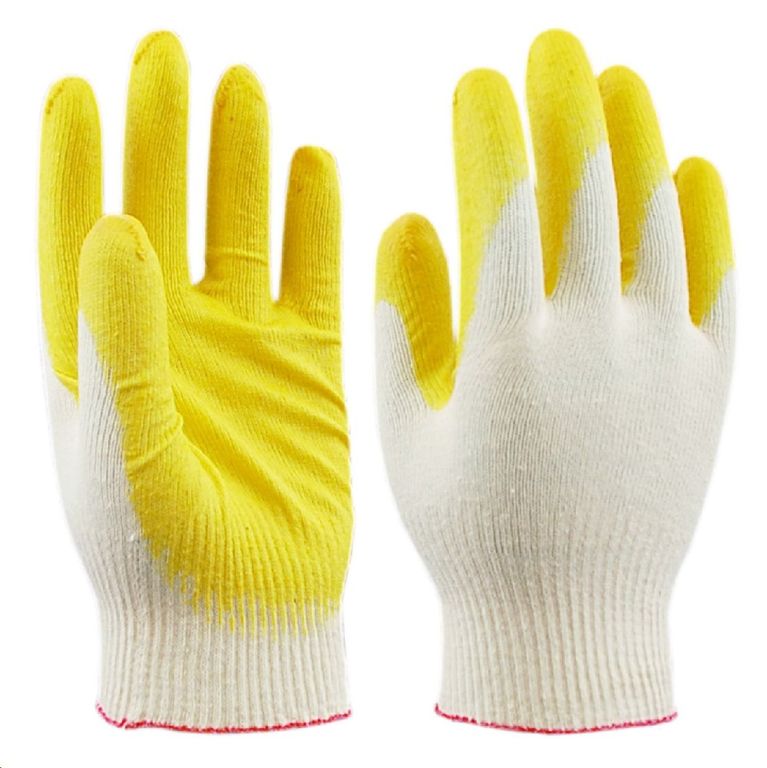 Перчатки с легким полным покрытием (желтые), 100% хлопковая основа, манжет