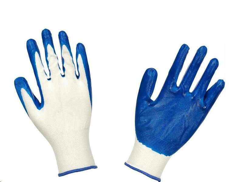 Перчатки с частичным покрытием (синие) , 100% хлопковая основа, манжет