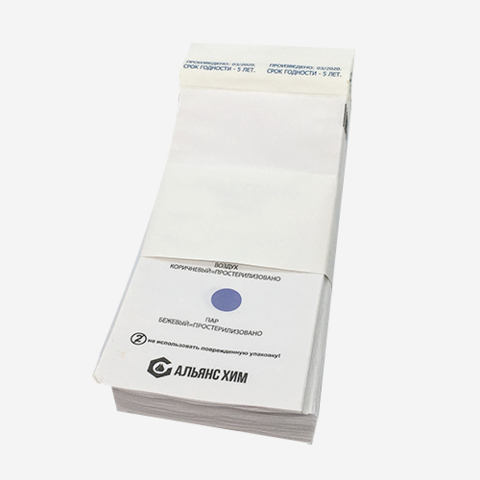 Пакеты для стерилизации из белой бумаги самоклеящиеся ПБСП-АльянсХим 75х150