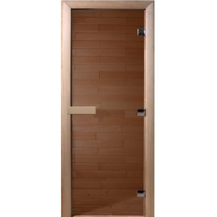 Дверь Банная Стекло 190х80 Графит прозрачный (8мм, 3 петли, осина)