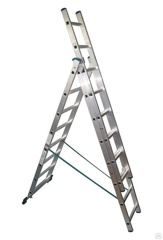 Лестница 3-х секционная алюминиевая 3*8 2300х490х165 мм