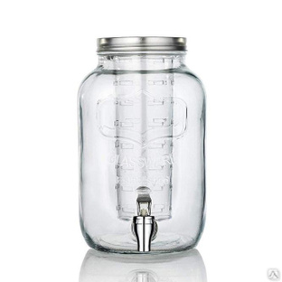 Стеклянный диспенсер 8 литров для напитков с краником и инфузором 