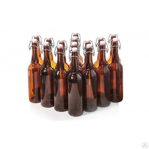 Бутылка стеклянная Litva 1 литр, коричневая. Пробка отдельно.