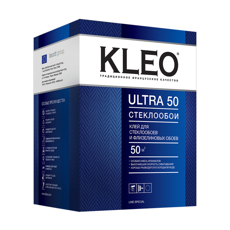 KLEO ULTRA 50, Клей для стеклообоев и флизелиновых обоев, сыпучий