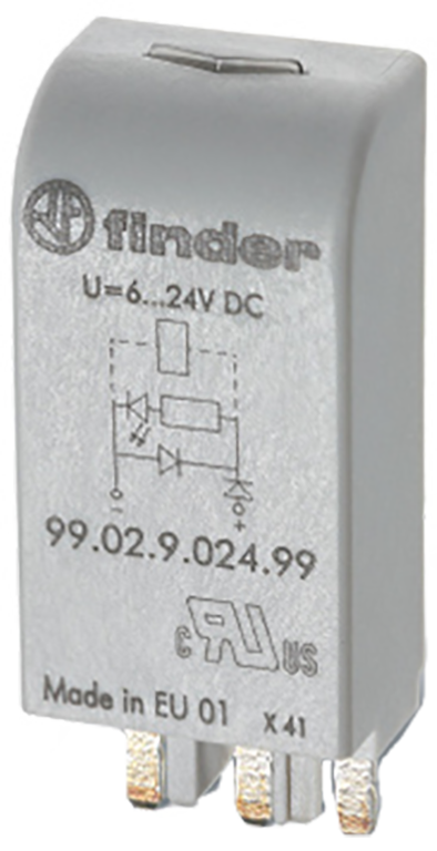 Модули индикации катушки и подавления электромагнитных помех Finder 99.02