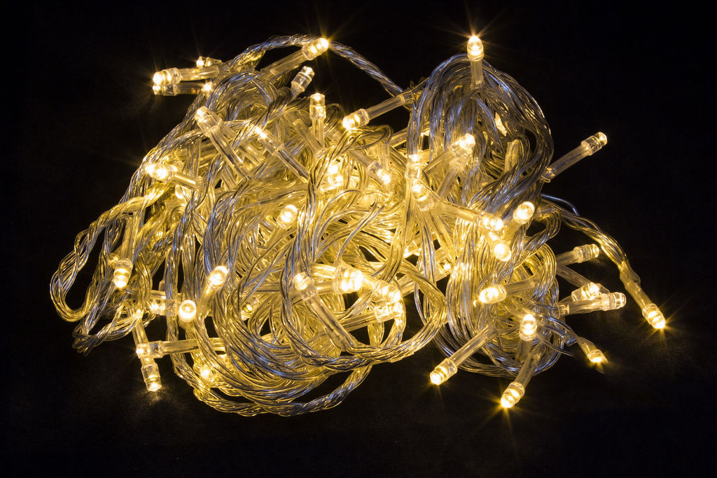 Гирлянда "Нить", 7 м, 100 LED, 220 В, 8 режимов, прозрачный провод, теплый белый