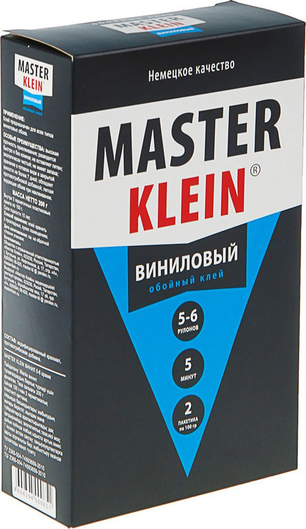 Клей обойный "Master Klein" виниловый 400гр (13-15рулонов, 65м2) жест.пачка (18) 1274
