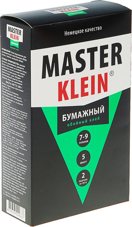 Клей обойный "Master Klein" для бумажных обоев 400гр (16-18рулонов, 80м2) жест.пачка (18) 1273