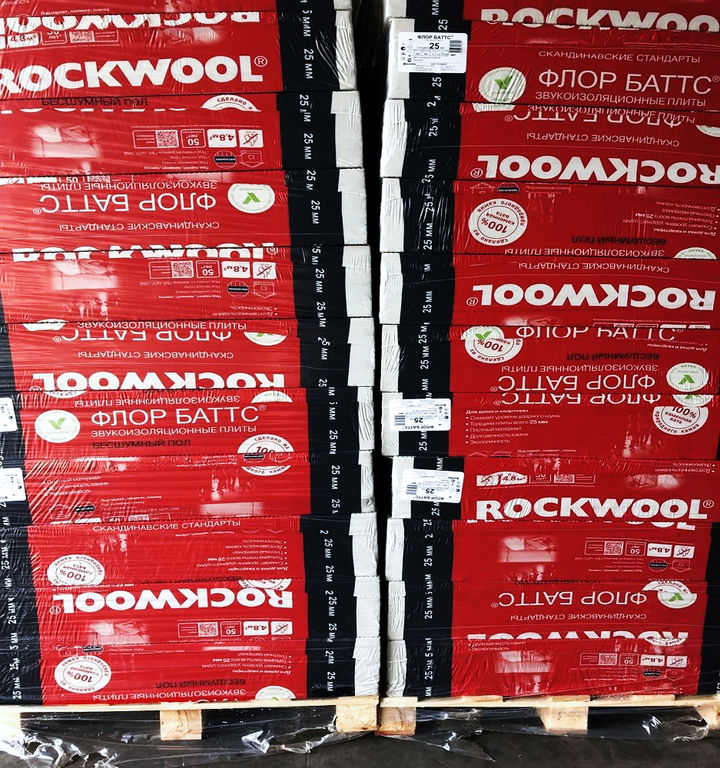 Утеплитель Rockwool Флор Баттс 1000*600*25 мм 8 плит ROCKWOOL